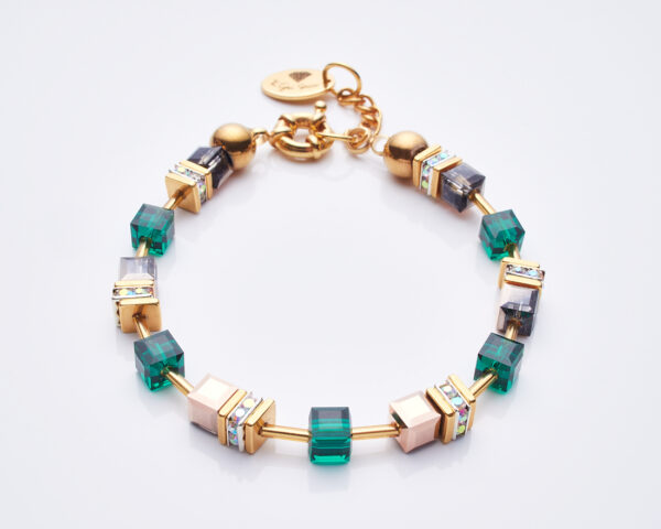 Emerald Cube Bracelet with vibrant green crystals